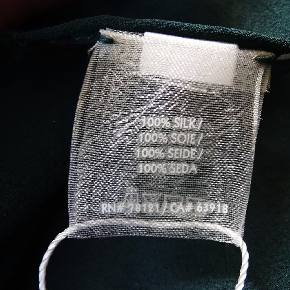 EILEEN FISHER Sheer Silk Georgette Wrap Boxy Fit Knee Length in Pine Green - Picture 10 of 10